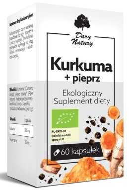 KURKUMA Z CZARNYM PIEPRZEM BIO 60 KAPSUŁEK - DARY NATURY DARY NATURY - inne