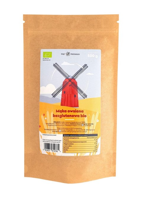 MĄKA OWSIANA BEZGLUTENOWA BIO 500 g - PIĘĆ PRZEMIAN PIĘĆ PRZEMIAN (produkty spożywcze) MĄKA OWSIANA BEZGLUTENOWA BIO 500 g - PIĘĆ PRZEMIAN PIĘĆ PRZEMIAN (produkty spożywcze)