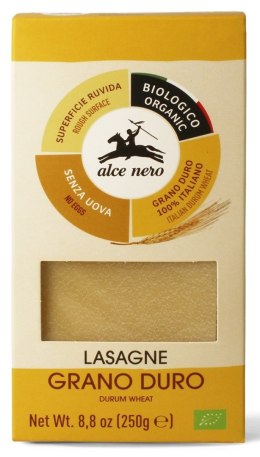 MAKARON (SEMOLINOWY) LASAGNE BIO 250 g - ALCE NERO ALCE NERO (włoskie produkty)