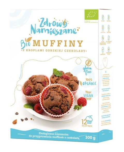 MIESZANKA NA MUFFINY Z KROPLAMI GORZKIEJ CZEKOLADY BEZGLUTENOWA BIO 300 g - ZDROWO NAMIESZANE ZDROWO NAMIESZANE (mieszanki do wypieków) MIESZANKA NA MUFFINY Z KROPLAMI GORZKIEJ CZEKOLADY BEZGLUTENOWA BIO 300 g - ZDROWO NAMIESZANE ZDROWO NAMIESZANE (mieszanki do wypieków)