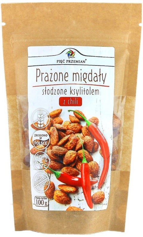 MIGDAŁY PRAŻONE Z CHILI SŁODZONE KSYLITOLEM BEZGLUTENOWE 100 g - PIĘĆ PRZEMIAN PIĘĆ PRZEMIAN (produkty spożywcze) MIGDAŁY PRAŻONE Z CHILI SŁODZONE KSYLITOLEM BEZGLUTENOWE 100 g - PIĘĆ PRZEMIAN PIĘĆ PRZEMIAN (produkty spożywcze)