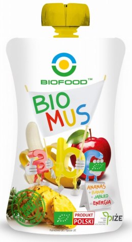 MUS ANANAS - BANAN - JABŁKO BEZGLUTENOWY BIO 120 g - BIOFOOD BIOFOOD (soki, przetwory, octy, olej kokosowy)