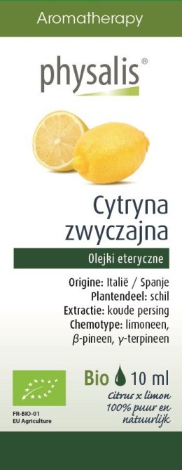 OLEJEK ETERYCZNY CYTRYNA ZWYCZAJNA BIO 10 ml - PHYSALIS PHYSALIS (olejki eteryczne, suplementy)
