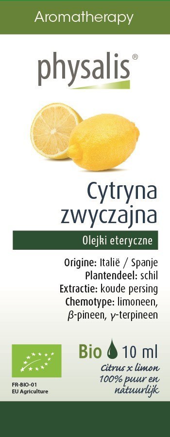 OLEJEK ETERYCZNY CYTRYNA ZWYCZAJNA BIO 10 ml - PHYSALIS PHYSALIS (olejki eteryczne, suplementy) OLEJEK ETERYCZNY CYTRYNA ZWYCZAJNA BIO 10 ml - PHYSALIS PHYSALIS (olejki eteryczne, suplementy)