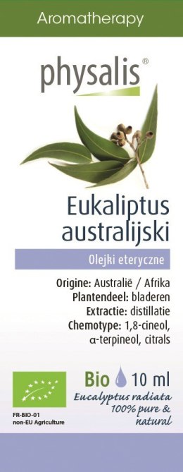OLEJEK ETERYCZNY EUKALIPTUS AUSTRALIJSKI BIO 10 ml - PHYSALIS PHYSALIS (olejki eteryczne, suplementy)
