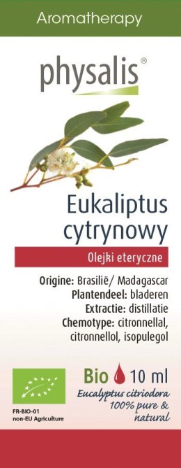 OLEJEK ETERYCZNY EUKALIPTUS CYTRYNOWY BIO 10 ml - PHYSALIS PHYSALIS (olejki eteryczne, suplementy)