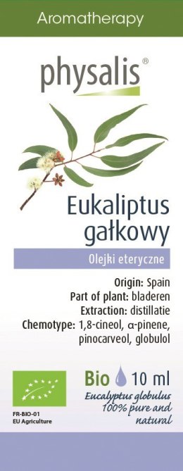 OLEJEK ETERYCZNY EUKALIPTUS GAŁKOWY BIO 10 ml - PHYSALIS PHYSALIS (olejki eteryczne, suplementy)