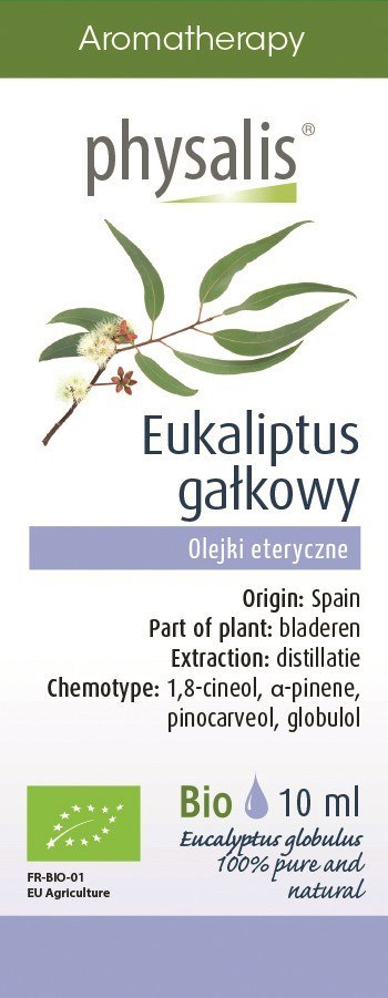 OLEJEK ETERYCZNY EUKALIPTUS GAŁKOWY BIO 10 ml - PHYSALIS PHYSALIS (olejki eteryczne, suplementy) OLEJEK ETERYCZNY EUKALIPTUS GAŁKOWY BIO 10 ml - PHYSALIS PHYSALIS (olejki eteryczne, suplementy)