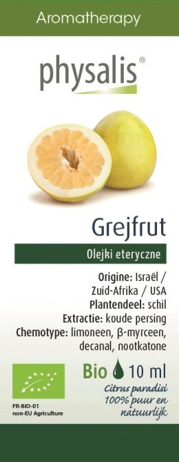 OLEJEK ETERYCZNY GREJPFRUT BIO 10 ml - PHYSALIS PHYSALIS (olejki eteryczne, suplementy)