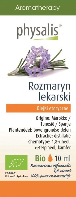 OLEJEK ETERYCZNY ROZMARYN LEKARSKI BIO 10 ml - PHYSALIS PHYSALIS (olejki eteryczne, suplementy)