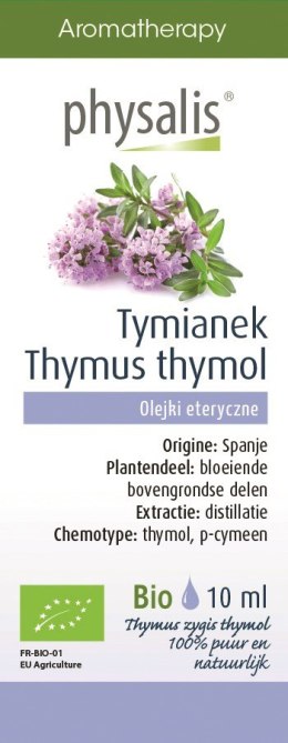 OLEJEK ETERYCZNY TYMIANEK THYMUS ZYGIS THYMOL BIO 10 ml - PHYSALIS PHYSALIS (olejki eteryczne, suplementy)