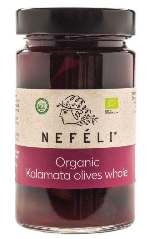 OLIWKI CZARNE KALAMATA Z PESTKĄ W ZALEWIE BIO 300 g (170 g) - NEFELI NEFELI (oliwki) OLIWKI CZARNE KALAMATA Z PESTKĄ W ZALEWIE BIO 300 g (170 g) - NEFELI NEFELI (oliwki)