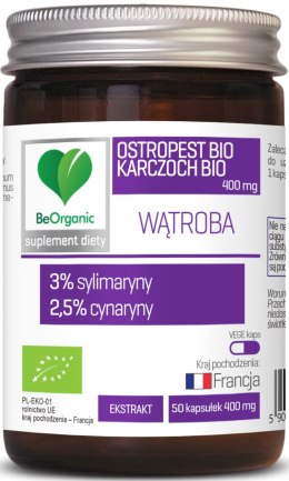 OSTROPEST + KARCZOCH EKSTRAKT BIO 50 KAPSUŁEK - BE ORGANIC BE ORGANIC (suplementy diety)
