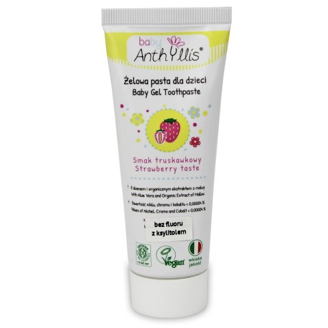 PASTA DO ZĘBÓW DLA DZIECI BEZ FLUORU OD PIERWSZEGO ZĄBKA TRUSKAWKOWA 75 ml - BABY ANTHYLLIS BABY ANTHYLLIS (kosmetyki dla dzieci) PASTA DO ZĘBÓW DLA DZIECI BEZ FLUORU OD PIERWSZEGO ZĄBKA TRUSKAWKOWA 75 ml - BABY ANTHYLLIS BABY ANTHYLLIS (kosmetyki dla dzieci)