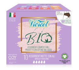 PODPASKI HIGIENICZNE ZE SKRZYDEŁKAMI NA NOC ECO 10 szt. - VIVICOT VIVICOT (podpaski)