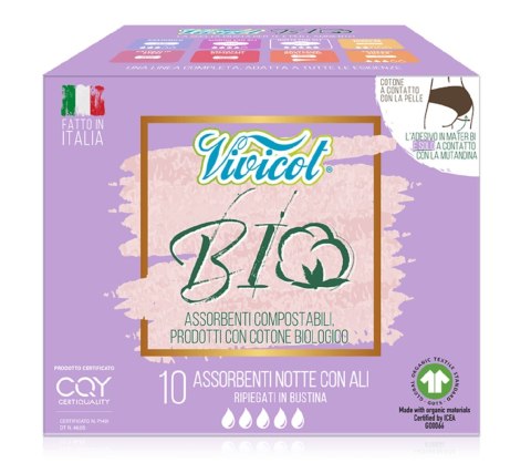 PODPASKI HIGIENICZNE ZE SKRZYDEŁKAMI NA NOC ECO 10 szt. - VIVICOT VIVICOT (podpaski) PODPASKI HIGIENICZNE ZE SKRZYDEŁKAMI NA NOC ECO 10 szt. - VIVICOT VIVICOT (podpaski)