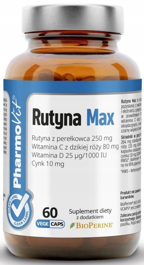 RUTYNA MAX BEZGLUTENOWA 60 KAPSUŁEK - PHARMOVIT (CLEAN LABEL) PHARMOVIT (suplementy diety) RUTYNA MAX BEZGLUTENOWA 60 KAPSUŁEK - PHARMOVIT (CLEAN LABEL) PHARMOVIT (suplementy diety)