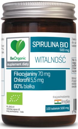 SPIRULINA BIO (500 mg) 100 TABLETEK - BE ORGANIC BE ORGANIC (suplementy diety)