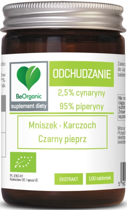 TABLETKI WSPOMAGAJĄCE ODCHUDZANIE (MNISZEK, KARCZOCH, CZARNY PIEPRZ) BIO 100 szt. - BE ORGANIC BE ORGANIC (suplementy diety) TABLETKI WSPOMAGAJĄCE ODCHUDZANIE (MNISZEK, KARCZOCH, CZARNY PIEPRZ) BIO 100 szt. - BE ORGANIC BE ORGANIC (suplementy diety)