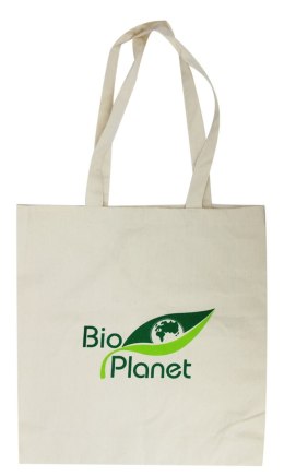 TORBA NA ZAKUPY Z DNEM I BOKAMI (BAWEŁNIANA) Z LOGO BIO PLANET MARKETING - torby, standy, magazyny, mater. promo
