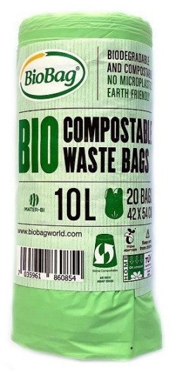 WORKI NA ODPADY BIO I ZMIESZANE 10 L 20 szt. (KOMPOSTOWALNE I BIODEGRADOWALNE) - BIOBAG BIOBAG (worki na odpady)