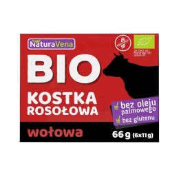 BULION - KOSTKI WOŁOWE BEZGLUTENOWE BIO (6 x 11 g) 66 g - NATURAVENA NATURAVENA BIO