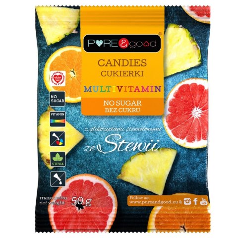 CUKIERKI MULTIVITAMIN ZE STEWIĄ BEZ CUKRU 50 g - PURE&GOOD PURE&GOOD (czekolady, ciastka, przetwory) CUKIERKI MULTIVITAMIN ZE STEWIĄ BEZ CUKRU 50 g - PURE&GOOD PURE&GOOD (czekolady, ciastka, przetwory)