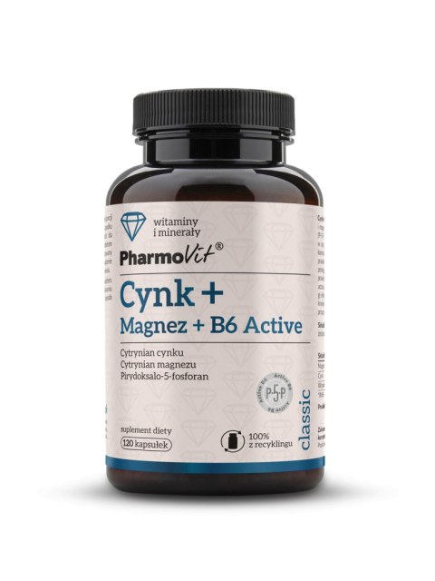 CYNK + MAGNEZ + WITAMINA B6 ACTIVE BEZGLUTENOWY 120 KAPSUŁEK - PHARMOVIT (CLASSIC) PHARMOVIT (suplementy diety) CYNK + MAGNEZ + WITAMINA B6 ACTIVE BEZGLUTENOWY 120 KAPSUŁEK - PHARMOVIT (CLASSIC) PHARMOVIT (suplementy diety)