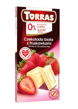 CZEKOLADA BIAŁA Z TRUSKAWKAMI BEZ DODATKU CUKRÓW BEZGLUTENOWA 75 g - TORRAS TORRAS (czekolady bez dodatku cukru)