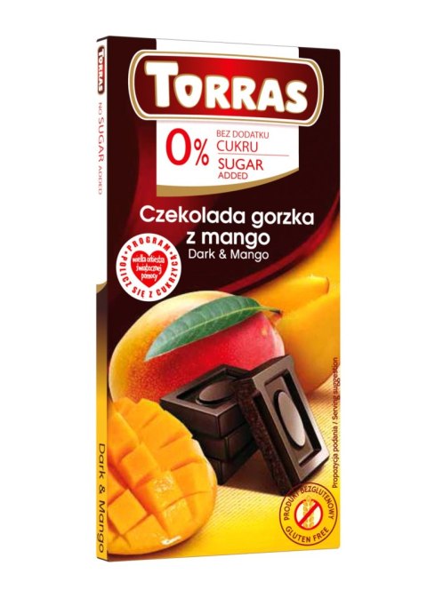 CZEKOLADA GORZKA Z MANGO BEZ DODATKU CUKRÓW BEZGLUTENOWA 75 g - TORRAS TORRAS (czekolady bez dodatku cukru) CZEKOLADA GORZKA Z MANGO BEZ DODATKU CUKRÓW BEZGLUTENOWA 75 g - TORRAS TORRAS (czekolady bez dodatku cukru)
