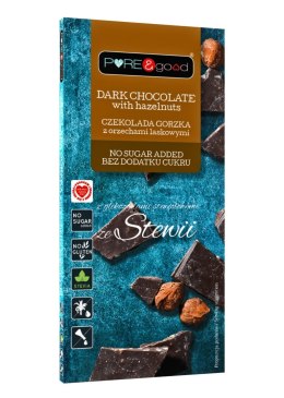 CZEKOLADA GORZKA Z ORZECHAMI LASKOWYMI ZE STEWIĄ BEZ DODATKU CUKRÓW BEZGLUTENOWA 125 g - PURE&GOOD PURE&GOOD (czekolady, ciastka, przetwory)