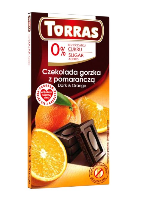 CZEKOLADA GORZKA Z POMARAŃCZĄ BEZ DODATKU CUKRÓW BEZGLUTENOWA 75 g - TORRAS TORRAS (czekolady bez dodatku cukru) CZEKOLADA GORZKA Z POMARAŃCZĄ BEZ DODATKU CUKRÓW BEZGLUTENOWA 75 g - TORRAS TORRAS (czekolady bez dodatku cukru)