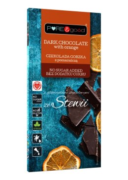 CZEKOLADA GORZKA Z POMARAŃCZĄ ZE STEWIĄ BEZ DODATKU CUKRÓW BEZGLUTENOWA 125 g - PURE&GOOD PURE&GOOD (czekolady, ciastka, przetwory)