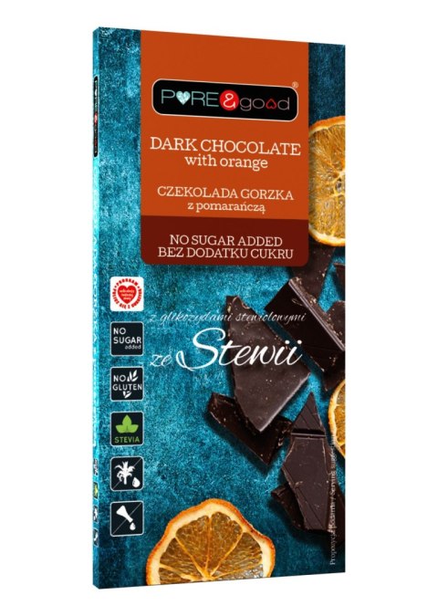 CZEKOLADA GORZKA Z POMARAŃCZĄ ZE STEWIĄ BEZ DODATKU CUKRÓW BEZGLUTENOWA 125 g - PURE&GOOD PURE&GOOD (czekolady, ciastka, przetwory) CZEKOLADA GORZKA Z POMARAŃCZĄ ZE STEWIĄ BEZ DODATKU CUKRÓW BEZGLUTENOWA 125 g - PURE&GOOD PURE&GOOD (czekolady, ciastka, przetwory)