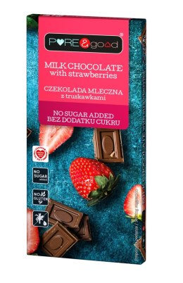 CZEKOLADA MLECZNA Z TRUSKAWKAMI BEZ DODATKU CUKRÓW BEZGLUTENOWA 75 g - PURE&GOOD PURE&GOOD (czekolady, ciastka, przetwory)