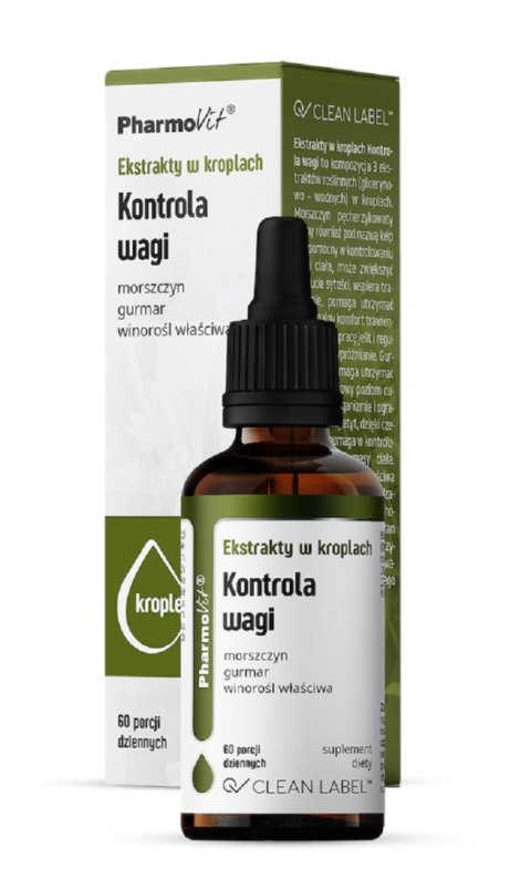 EKSTRAKTY W KROPLACH NA KONTROLĘ WAGI BEZGLUTENOWE 30 ml - PHARMOVIT (CLEAN LABEL) PHARMOVIT (suplementy diety) EKSTRAKTY W KROPLACH NA KONTROLĘ WAGI BEZGLUTENOWE 30 ml - PHARMOVIT (CLEAN LABEL) PHARMOVIT (suplementy diety)