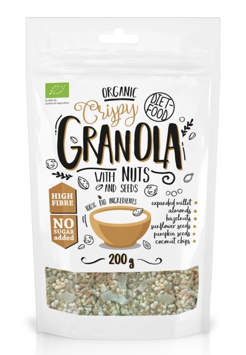 GRANOLA Z ORZECHAMI LASKOWYMI I MIGDAŁAMI BIO 200 g - DIET-FOOD DIET-FOOD GRANOLA Z ORZECHAMI LASKOWYMI I MIGDAŁAMI BIO 200 g - DIET-FOOD DIET-FOOD
