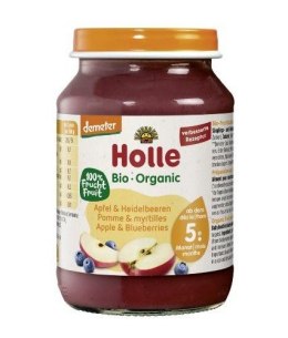 JABŁKO - BORÓWKA BEZGLUTENOWE OD 5 MIESIĄCA DEMETER BIO 190 g (SŁOIK) - HOLLE HOLLE (żywność dla niemowląt)