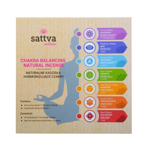 KADZIDŁA INDYJSKIE HARMONIZUJĄCE CZAKRY (49 szt.) - SATTVA (WELLNESS) SATTVA (kadzidła, kosmetyki) KADZIDŁA INDYJSKIE HARMONIZUJĄCE CZAKRY (49 szt.) - SATTVA (WELLNESS) SATTVA (kadzidła, kosmetyki)