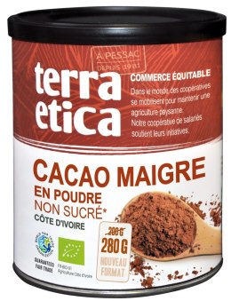 KAKAO NISKOTŁUSZCZOWE W PROSZKU BIO 280 g - TERRA ETICA TERRA ETICA (kawy, czekolady do picia, kakao)