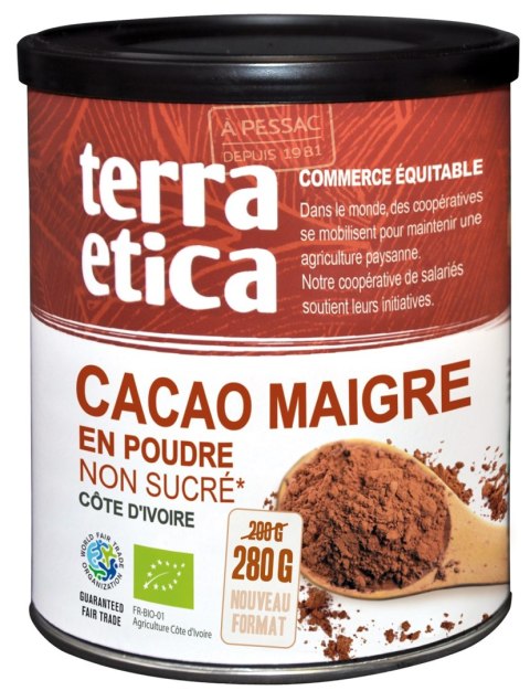 KAKAO NISKOTŁUSZCZOWE W PROSZKU BIO 280 g - TERRA ETICA TERRA ETICA (kawy, czekolady do picia, kakao) KAKAO NISKOTŁUSZCZOWE W PROSZKU BIO 280 g - TERRA ETICA TERRA ETICA (kawy, czekolady do picia, kakao)