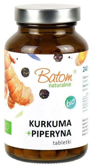 KURKUMA + PIPERYNA BIO 240 TABLETEK - BATOM BATOM (oleje, soki, sole kąpielowe) KURKUMA + PIPERYNA BIO 240 TABLETEK - BATOM BATOM (oleje, soki, sole kąpielowe)