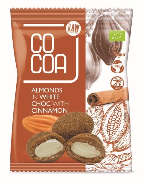 MIGDAŁY W BIAŁEJ POLEWIE Z CYNAMONEM BIO 70 g - COCOA COCOA (czekolady i bakalie w surowej czekoladzie) MIGDAŁY W BIAŁEJ POLEWIE Z CYNAMONEM BIO 70 g - COCOA COCOA (czekolady i bakalie w surowej czekoladzie)