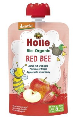 MUS CZERWONA PSZCZOŁA (JABŁKO - TRUSKAWKA) BEZ DODATKU CUKRÓW OD 8 MIESIĄCA DEMETER BIO 100 g - HOLLE HOLLE (żywność dla niemowląt)