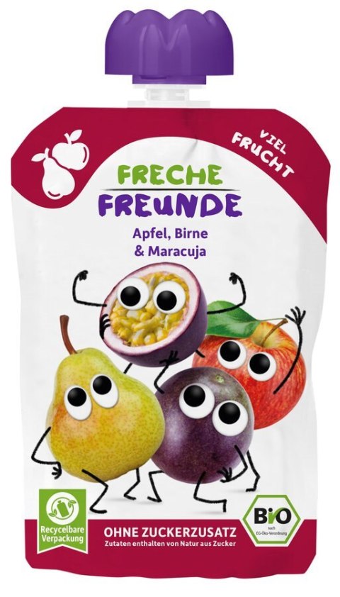 MUS JABŁKO - GRUSZKA - MARAKUJA BEZ DODATKU CUKRÓW BEZGLUTENOWY OD 6 MIESIĄCA BIO 100 g - FRECHE FREUNDE FRECHE FREUNDE (musy owocowe, przekąski) MUS JABŁKO - GRUSZKA - MARAKUJA BEZ DODATKU CUKRÓW BEZGLUTENOWY OD 6 MIESIĄCA BIO 100 g - FRECHE FREUNDE FRECHE FREUNDE (musy owocowe, przekąski)