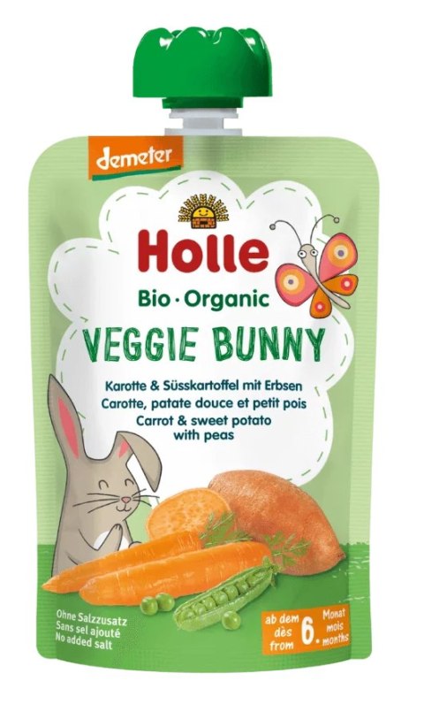 MUS WARZYWNY KRÓLIK (MARCHEW - SŁODKI ZIEMNIAK - GROSZEK) BEZ DODATKU CUKRÓW OD 6 MIESIĄCA DEMETER BIO 100 g - HOLLE HOLLE (żywność dla niemowląt) MUS WARZYWNY KRÓLIK (MARCHEW - SŁODKI ZIEMNIAK - GROSZEK) BEZ DODATKU CUKRÓW OD 6 MIESIĄCA DEMETER BIO 100 g - HOLLE HOLLE (żywność dla niemowląt)