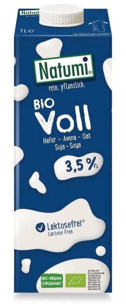 NAPÓJ OWSIANO - SOJOWY 3,5 % BEZ DODATKU CUKRÓW BIO 1 L - NATUMI NATUMI (napoje i kremy roślinne)