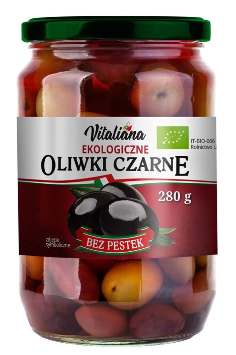 OLIWKI CZARNE BEZ PESTEK W ZALEWIE BIO 280 g (150 g) - VITALIANA VITALIANA OLIWKI CZARNE BEZ PESTEK W ZALEWIE BIO 280 g (150 g) - VITALIANA VITALIANA