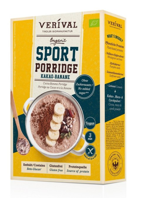 OWSIANKA PROTEINOWA Z KAKAO I BANANEM BEZ DODATKU CUKRÓW BEZGLUTENOWA BIO 350 g - VERIVAL VERIVAL (produkty śniadaniowe) OWSIANKA PROTEINOWA Z KAKAO I BANANEM BEZ DODATKU CUKRÓW BEZGLUTENOWA BIO 350 g - VERIVAL VERIVAL (produkty śniadaniowe)