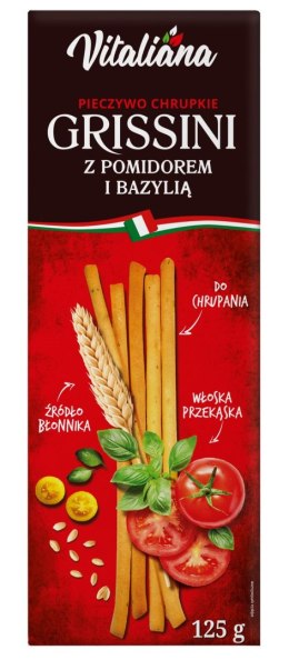 PALUSZKI GRISSINI Z POMIDORAMI I BAZYLIĄ 125 g - VITALIANA VITALIANA